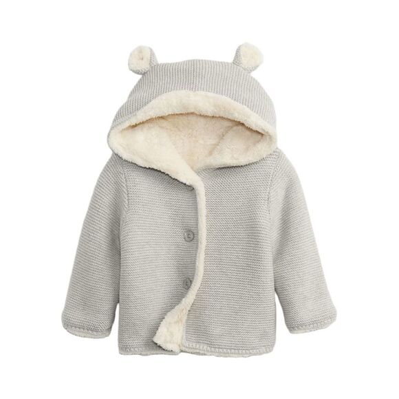 GAP Factory Sherpa Knit Sweater Hoodie Jacket 6-12M - Picture 1 of 6